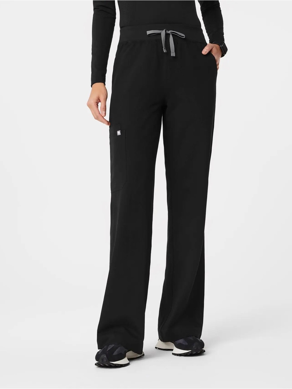 NWOT Figs Women's Black Wide-Leg Drawstring Scrub Pants Isabel